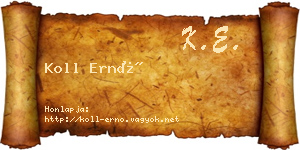 Koll Ernő névjegykártya